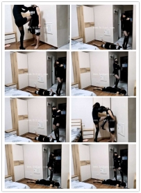 小鱼军官漆皮长靴膝顶肚子踢踹，踩头折磨俘虏