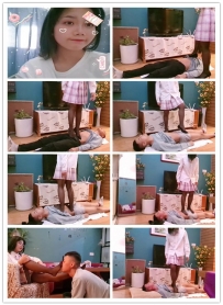 【00后蕬小乃】现实记录，黑丝高跟鞋全体重踩踏恋足