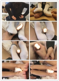 【山东灵灵公主】---首部中筒棉袜加裸足FJ 吐奶大片