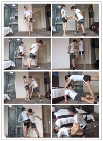 运动短裤美妞裸足精彩碎蛋女子防身术演练