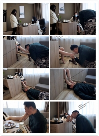【第5风格】剧情：被迫给女上司和美女同事舔脚